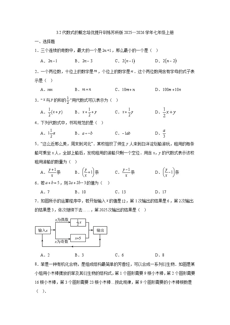 3.2代数式的概念培优提升训练苏科版2025—2026学年七年级上册第1页