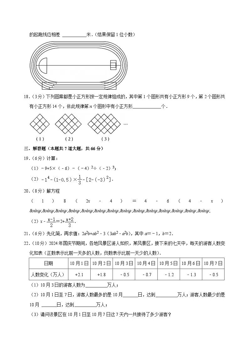 黑龙江省齐齐哈尔市龙沙区2024-2025学年七年级上学期1月期末数学试题+-第3页