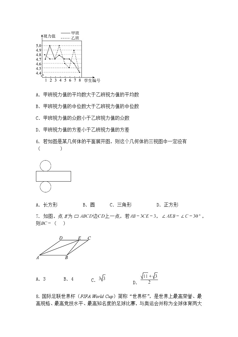 2025年四川省德阳市中考九年级下数学模拟试卷（含答案解析）第2页
