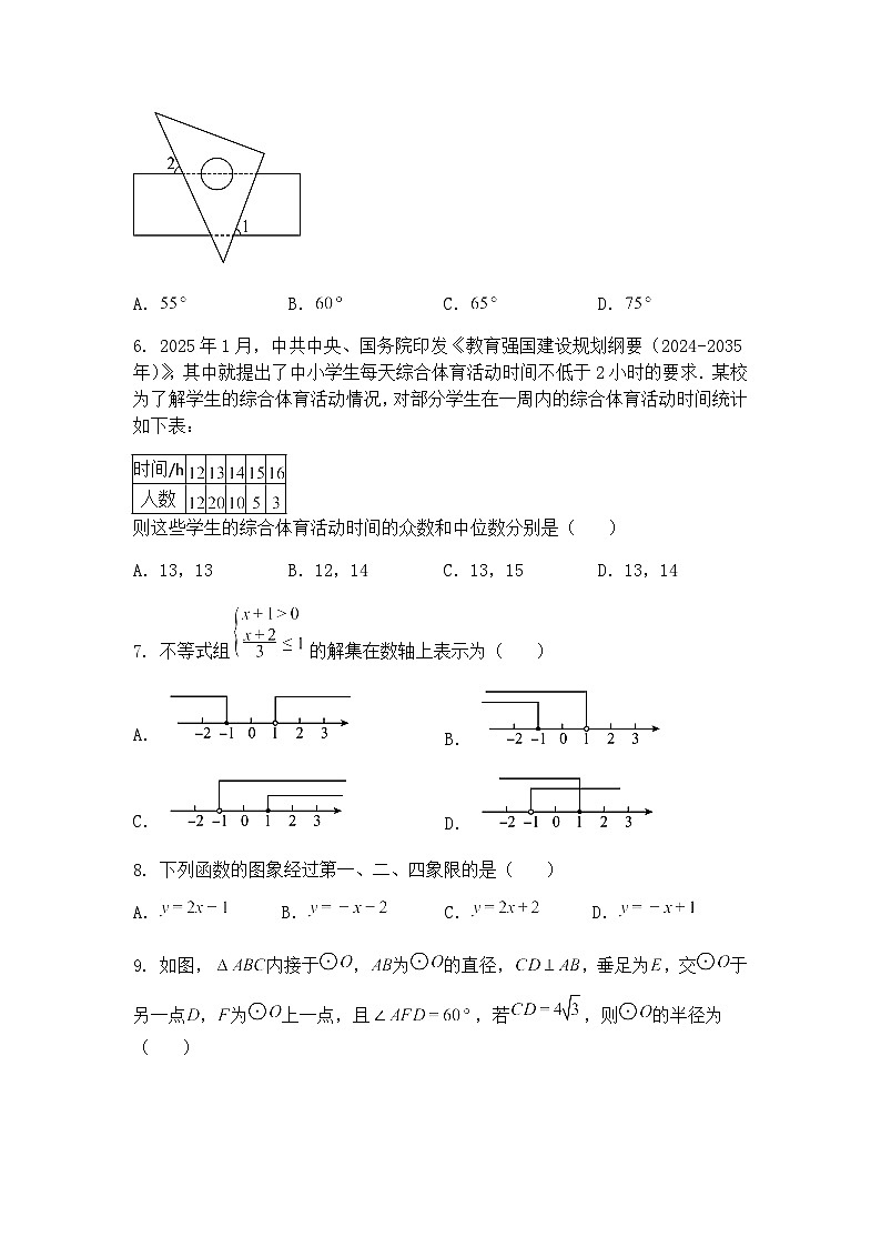 2025年湖南省长沙市初中学业水平考试九年级下数学模拟试卷（一）（含答案解析）第2页