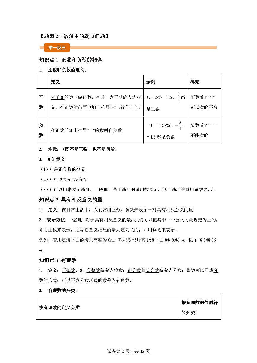 第一章有理数（举一反三讲义）数学（沪科版2024）七年级上学期（含答案）第2页