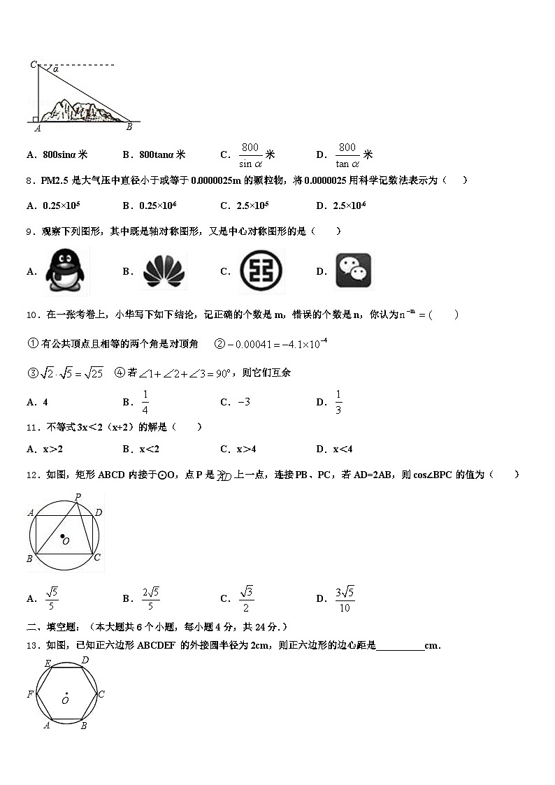新疆维吾尔克拉玛依市白碱滩区2024-2025学年中考适应性考试数学试题含解析第2页