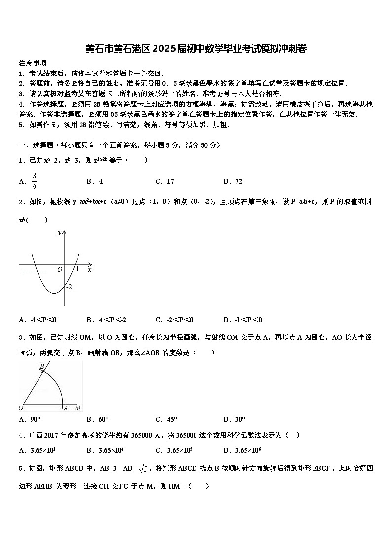 黄石市黄石港区2025届初中数学毕业考试模拟冲刺卷含解析第1页