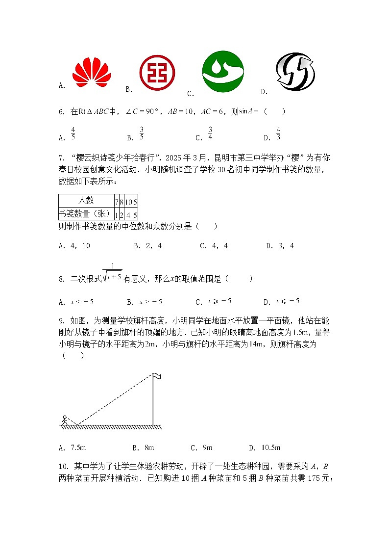 2025年云南省昆明市第三中学初中学业质量诊断性检测九年级下数学模拟试卷（含答案解析）第2页