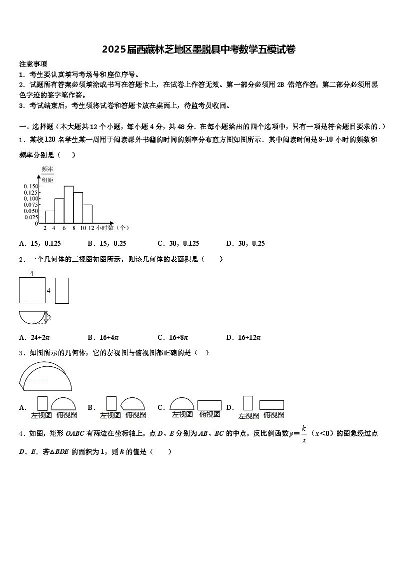 2025届西藏林芝地区墨脱县中考数学五模试卷含解析第1页
