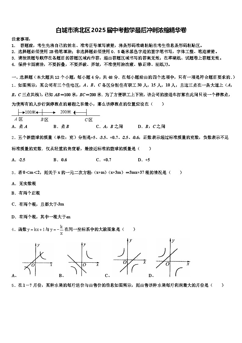 白城市洮北区2025届中考数学最后冲刺浓缩精华卷含解析第1页