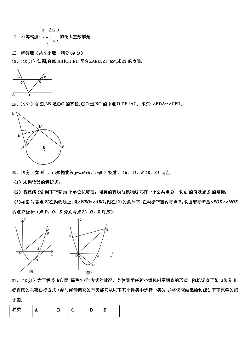 汶川县2025届中考数学最后冲刺模拟试卷含解析第3页