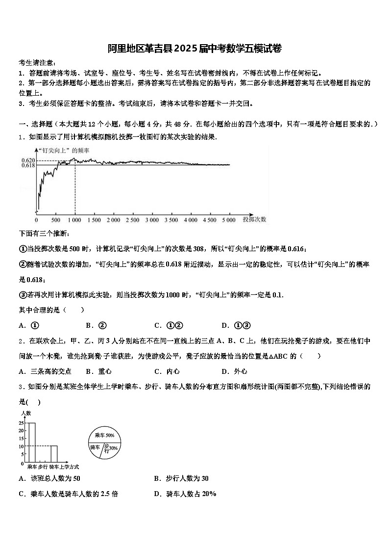 阿里地区革吉县2025届中考数学五模试卷含解析第1页