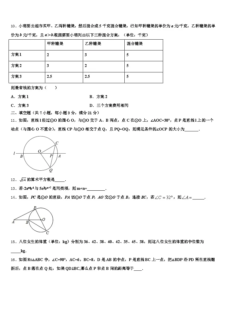 安庆市潜山县2025届中考数学猜题卷含解析第3页