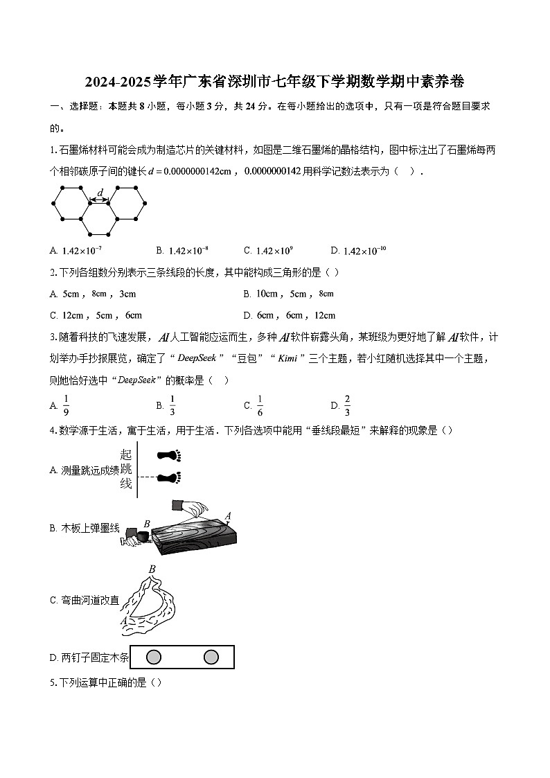 2024-2025学年广东省深圳市七年级下学期数学期中素养卷-自定义类型第1页