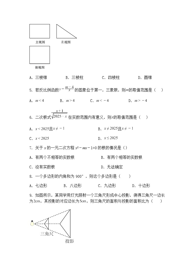 云南省昆明市师大实验中学昆明湖校区2024-2025学年中考九年级下数学模拟试卷（七）（含答案解析）第2页