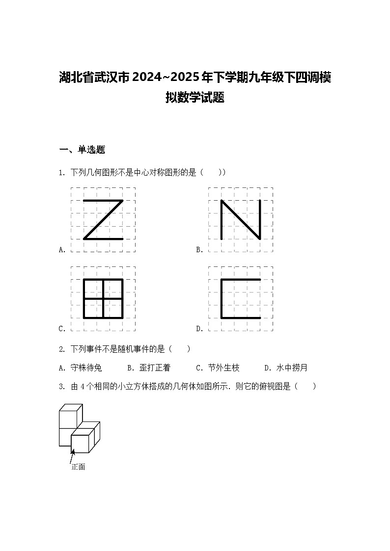 湖北省武汉市2024~2025年下学期九年级下四调模拟数学试题（含答案解析）第1页