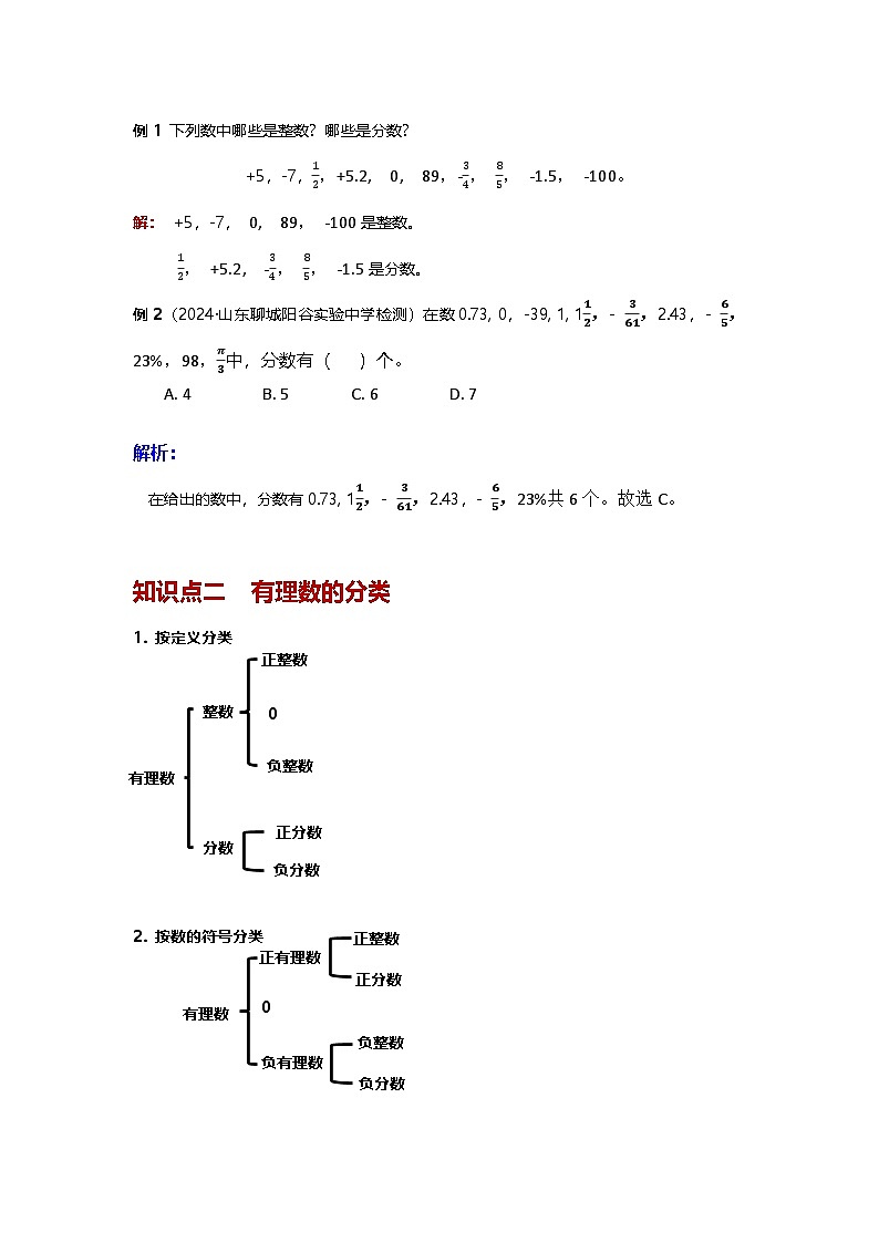 第1章 有理数 1.2 有理数（基础讲义）青岛版（2024）七年级上册数学第3页