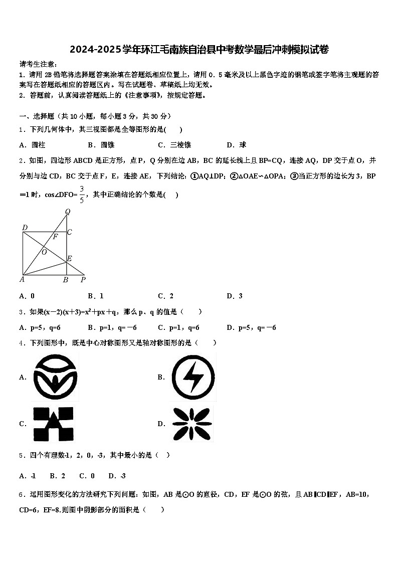 2024-2025学年环江毛南族自治县中考数学最后冲刺模拟试卷含解析第1页