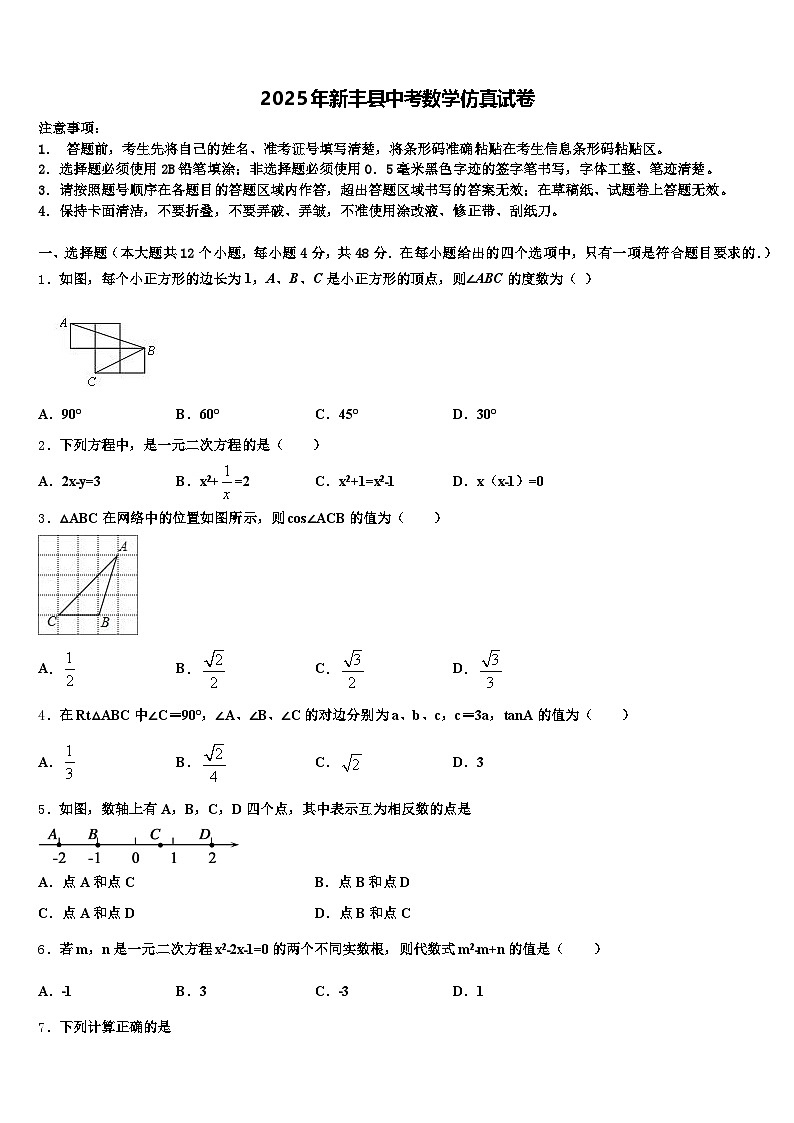 2025年新丰县中考数学仿真试卷含解析第1页