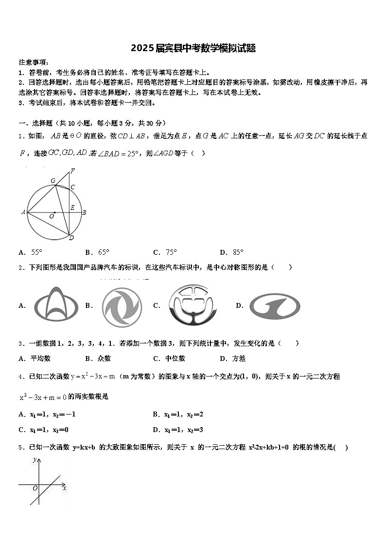 2025届宾县中考数学模拟试题含解析第1页