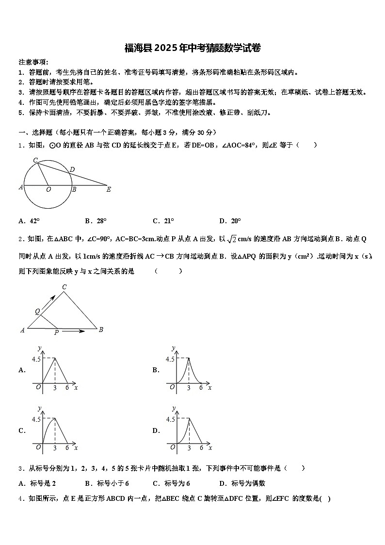 福海县2025年中考猜题数学试卷含解析第1页
