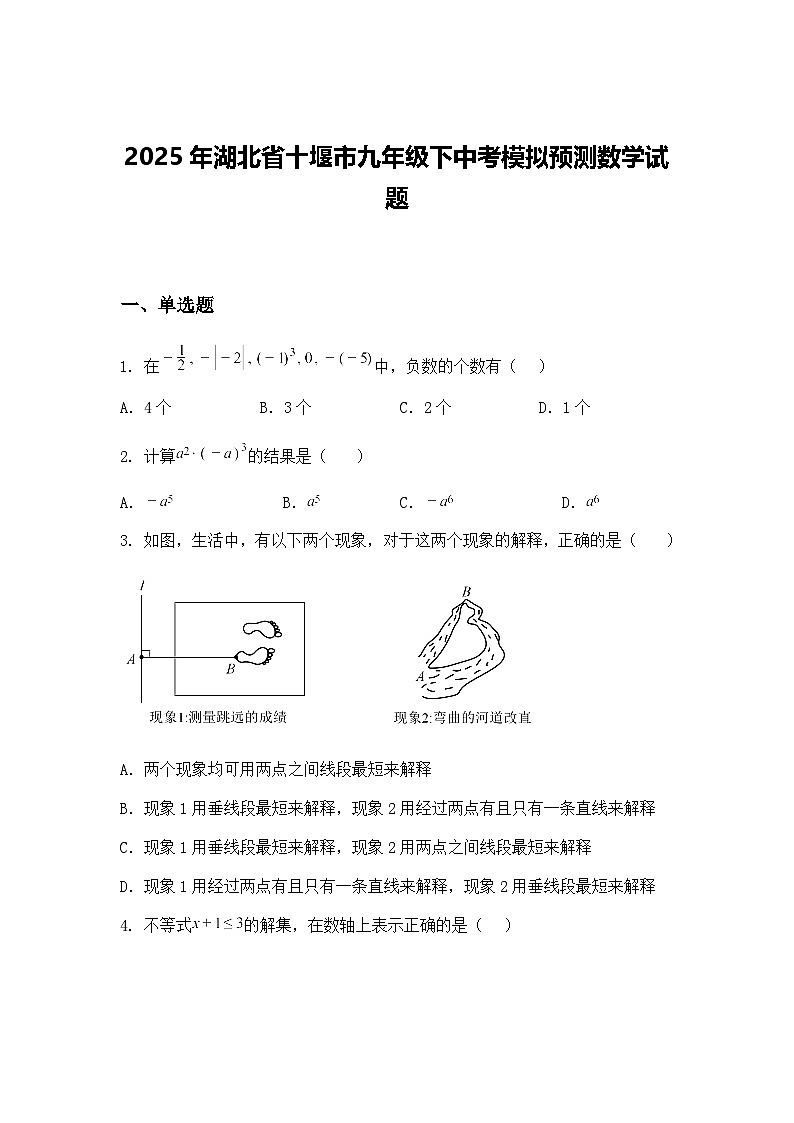 2025年湖北省十堰市九年级下中考模拟预测数学试题（含答案解析）第1页