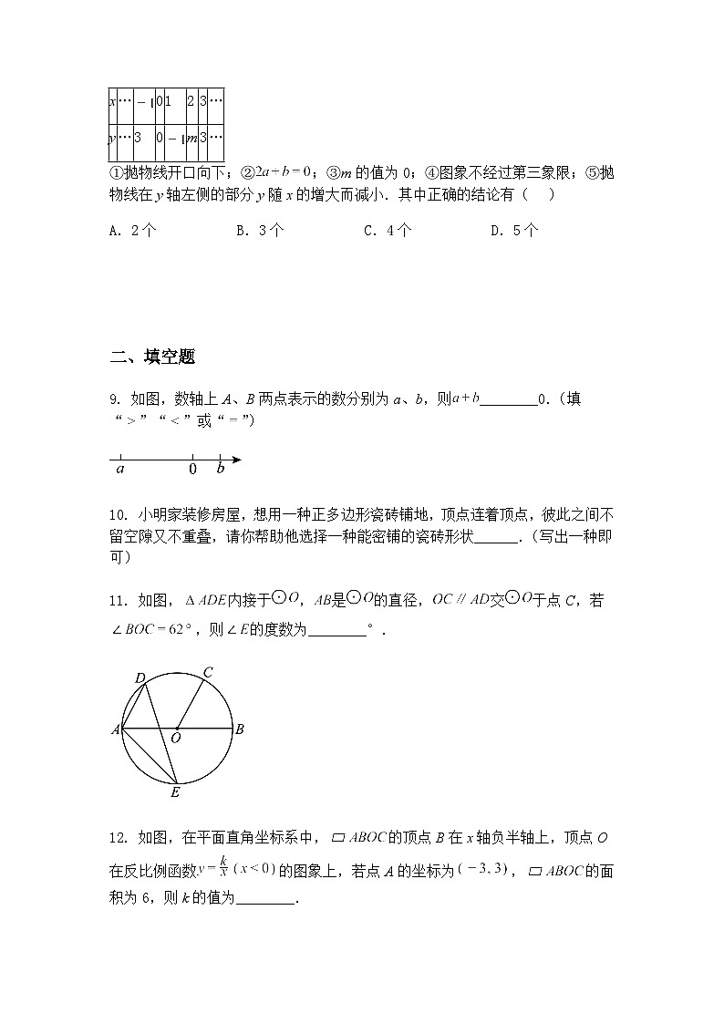 2025年陕西省中考模拟自查九年级下数学试卷（含答案解析）第3页