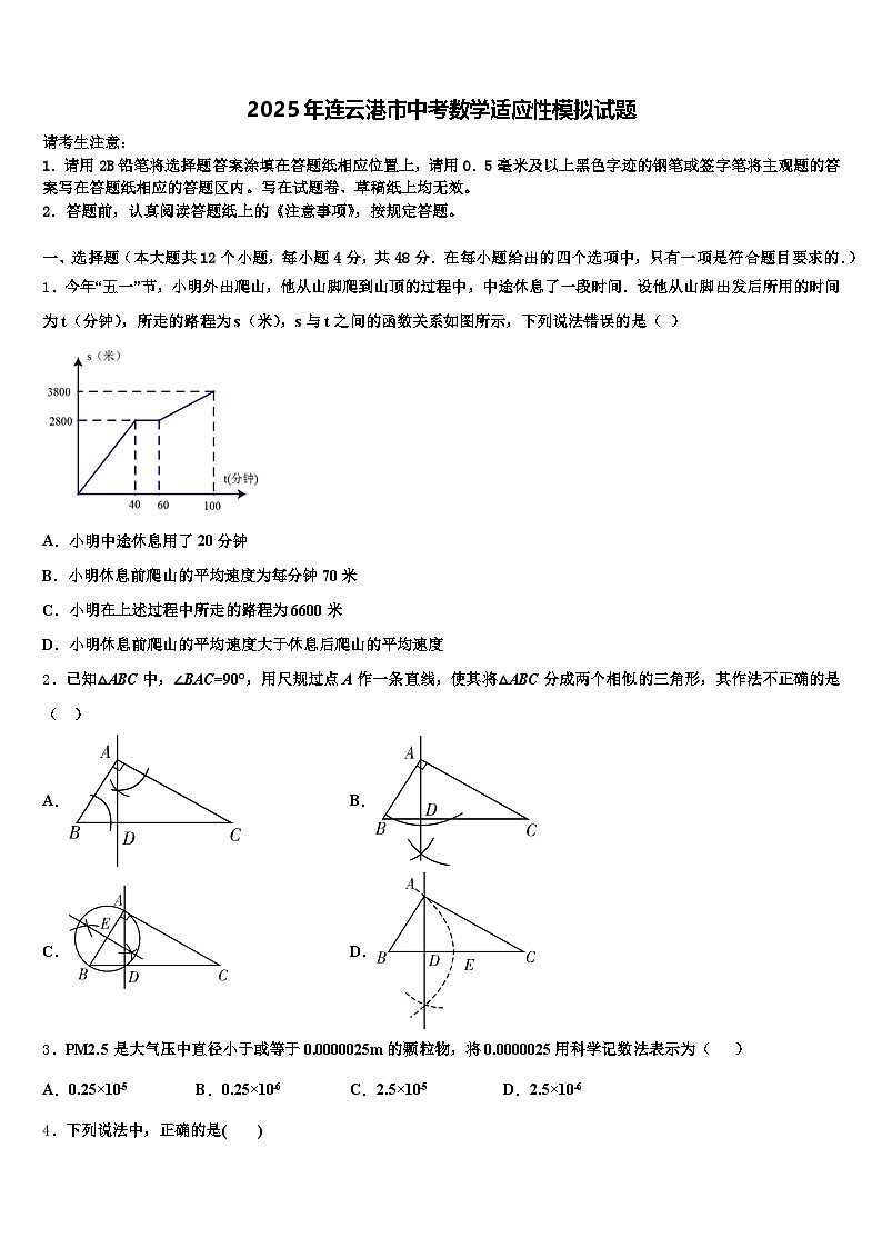2025年连云港市中考数学适应性模拟试题含解析第1页