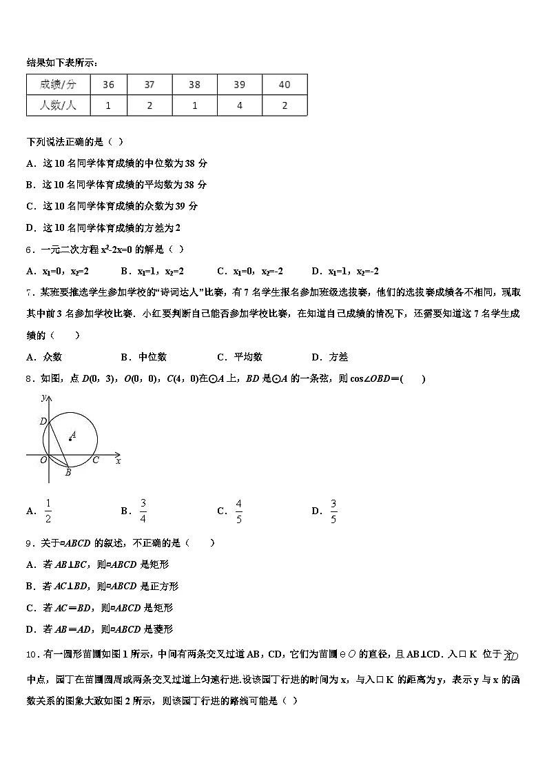 2025年甘肃省定西地区中考数学最后冲刺模拟试卷含解析第2页