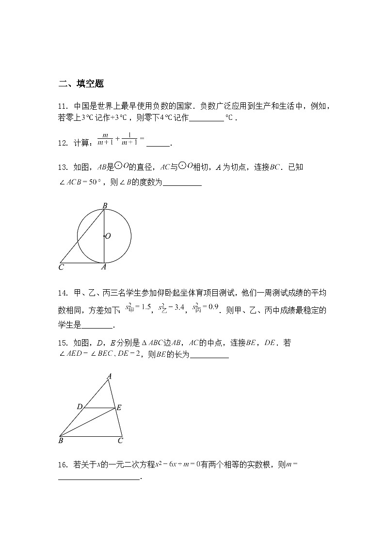 湖南省永州市道县2024-2025学年九年级下学期期中考试数学试题（含答案解析）第3页