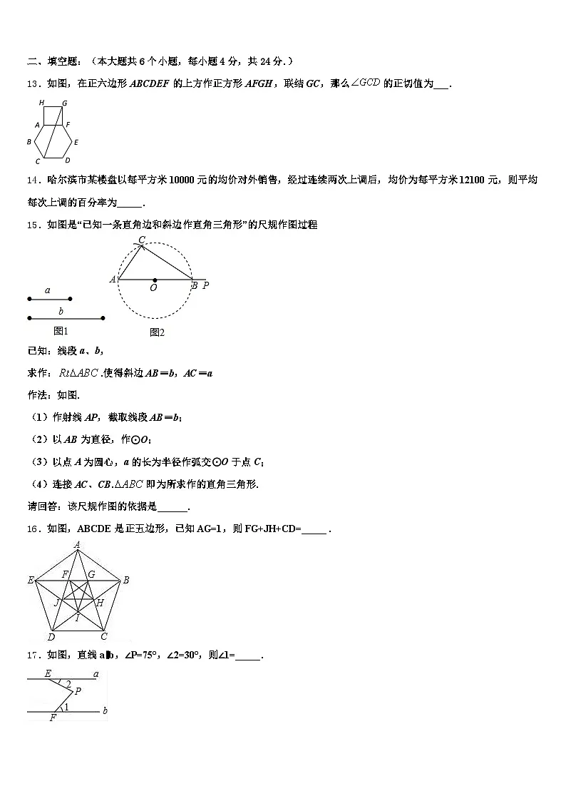 甘肃省陇南地区文县2024-2025学年中考一模数学试题含解析第3页