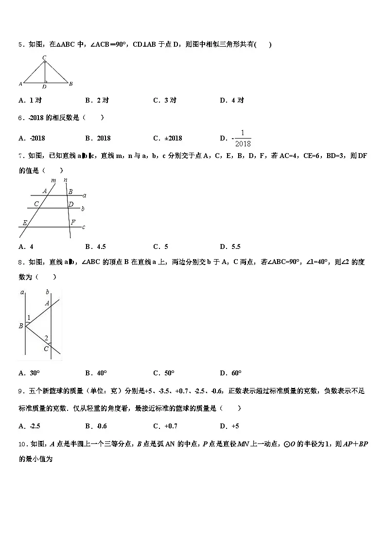 大连市金州区2025年中考数学模拟预测题含解析第2页
