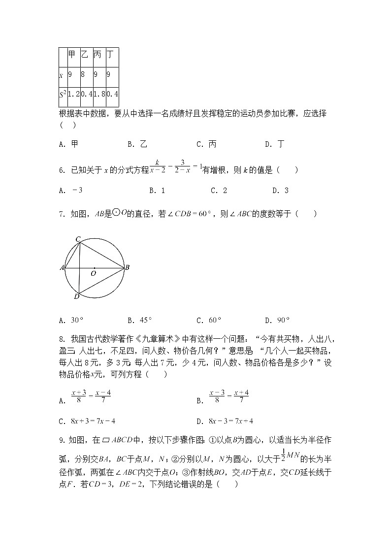 四川省眉山市东坡区苏洵中学2024-2025学年九年级下学期期中质量监测数学试卷（含答案解析）第2页