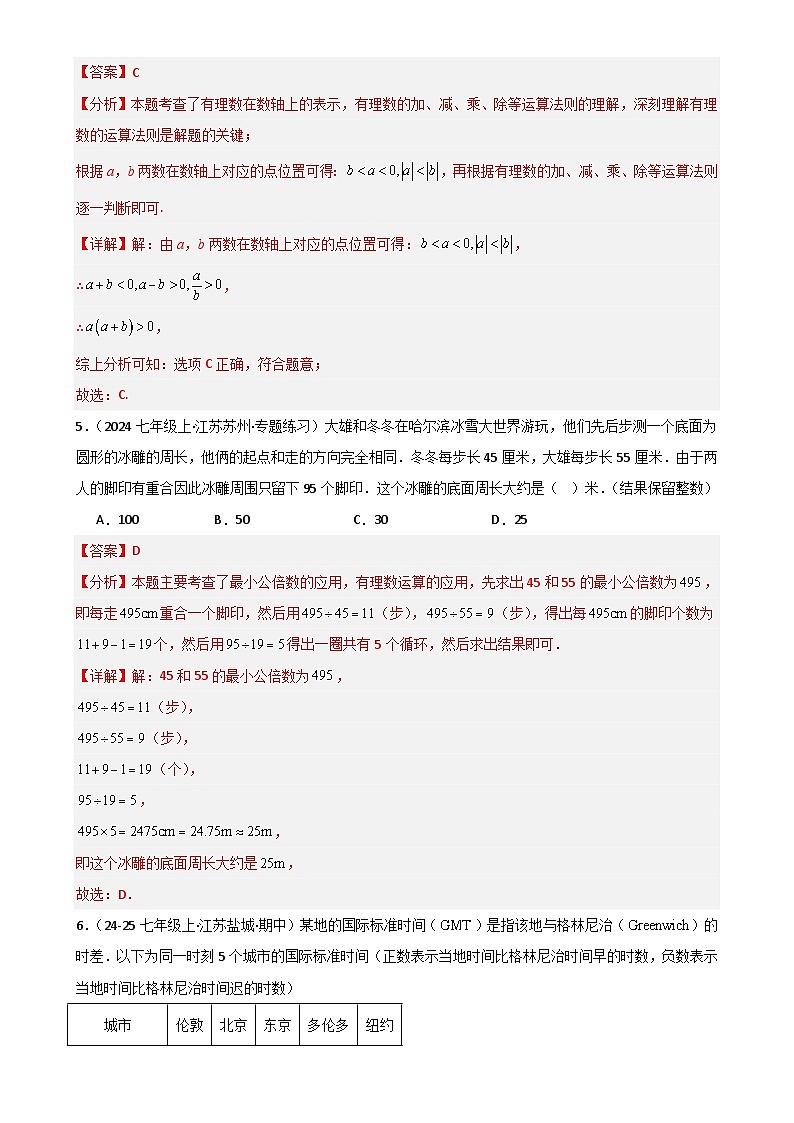 第2章 有理数（高效培优单元测试·提升卷）数学苏科版2024七年级上册（解析版）-A4第2页