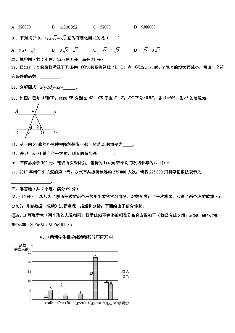 2025年九江市共青城市中考数学五模试卷含解析第3页