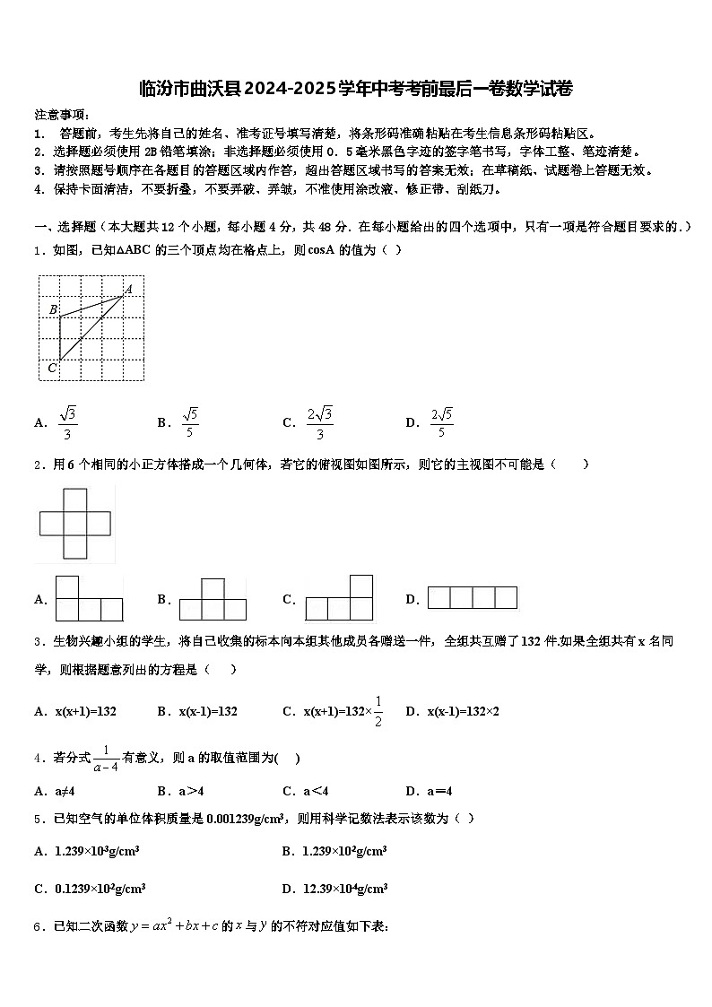 临汾市曲沃县2024-2025学年中考考前最后一卷数学试卷含解析第1页