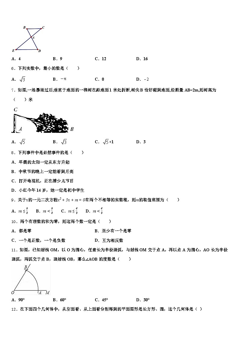 2025届宁夏回族中卫市中宁县中考四模数学试题含解析第2页