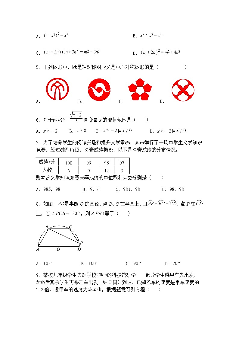 四川省内江市隆昌市知行中学2024-2025学年下学期九年级下第一次核心素养测试数学学科试题（含答案解析）第2页