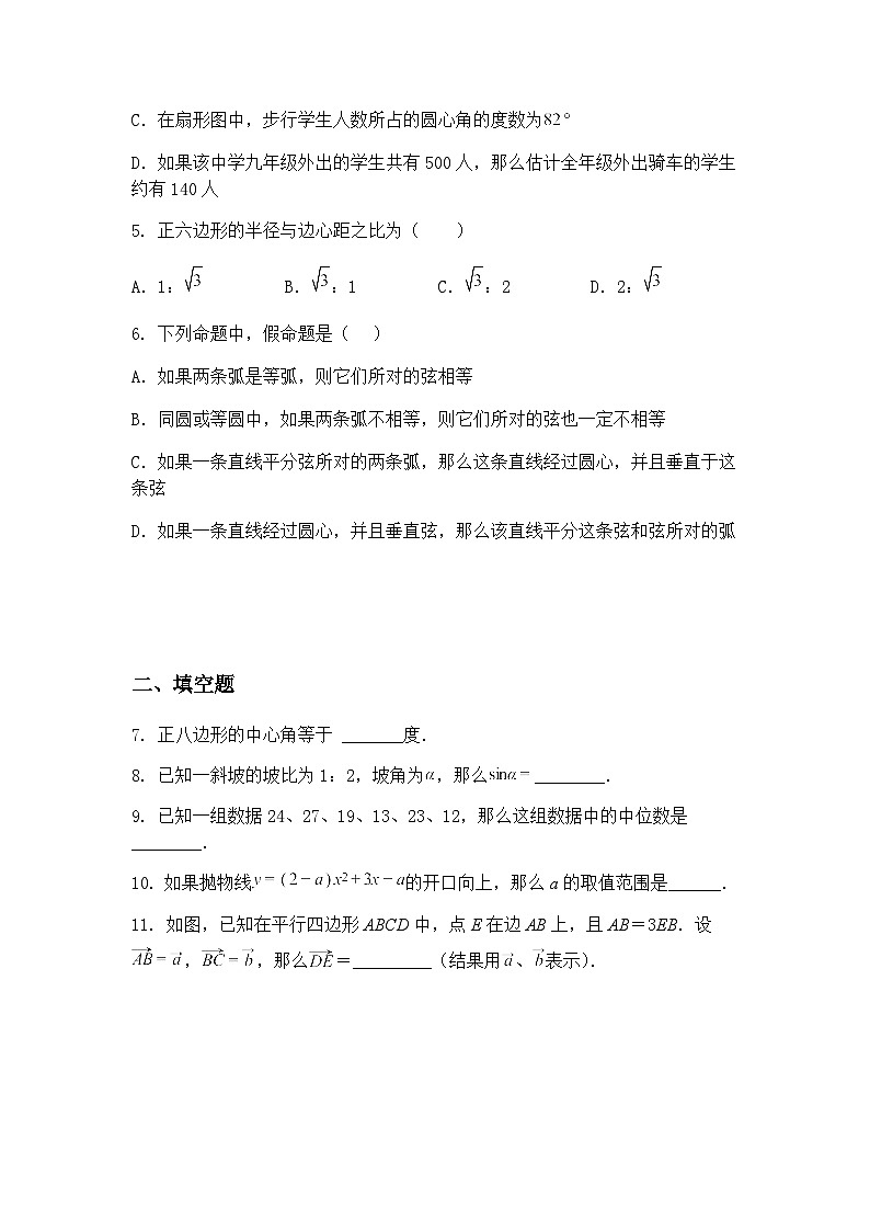 上海市浦东新区清流中学2024--2025学年下学期3月份月考九年级下数学试卷（含答案解析）第2页