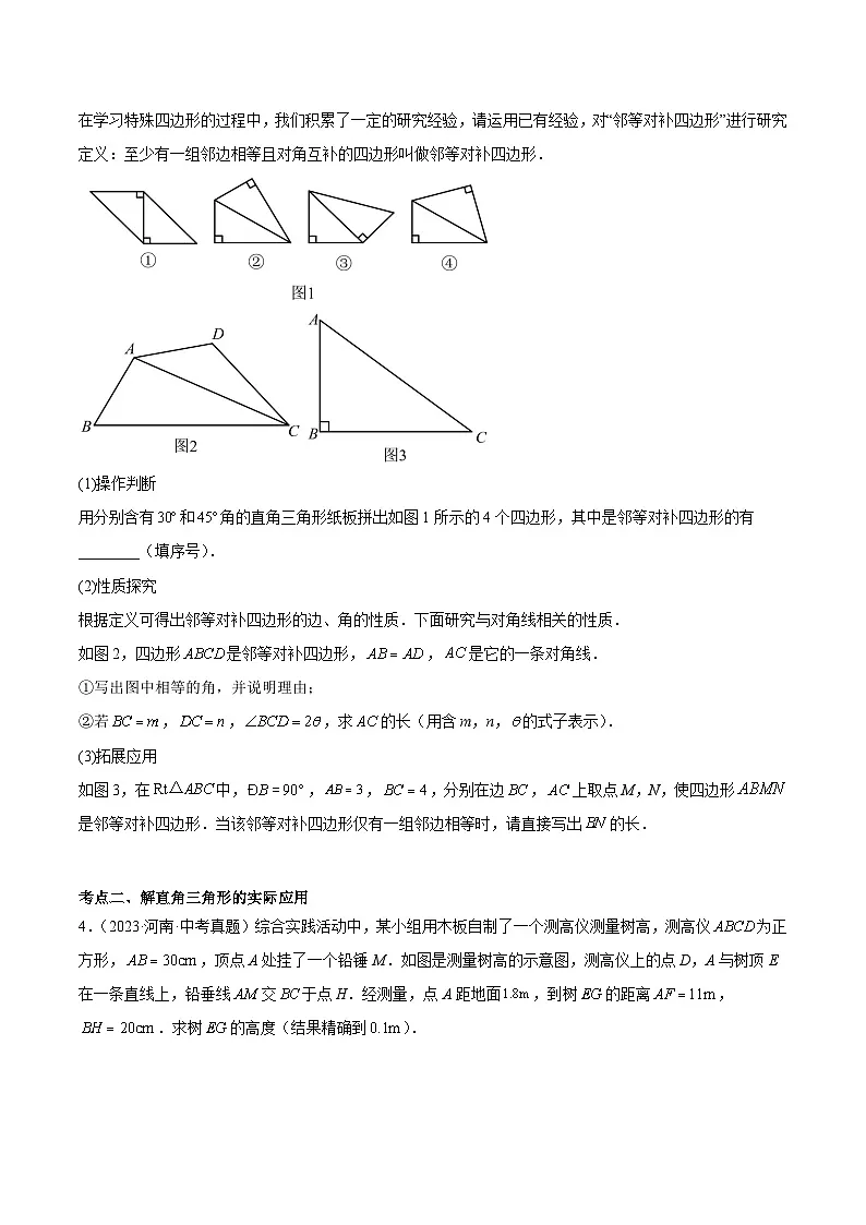 中考数学 专题练习16 锐角三角形函数及其应用（河南专用）（原卷版）第2页