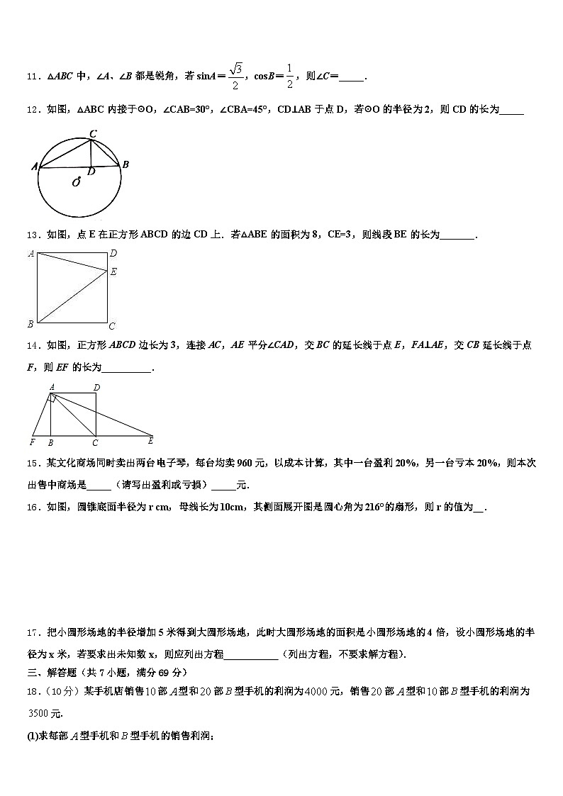 2025年安徽省合肥市巢湖市中考数学对点突破模拟试卷含解析第3页