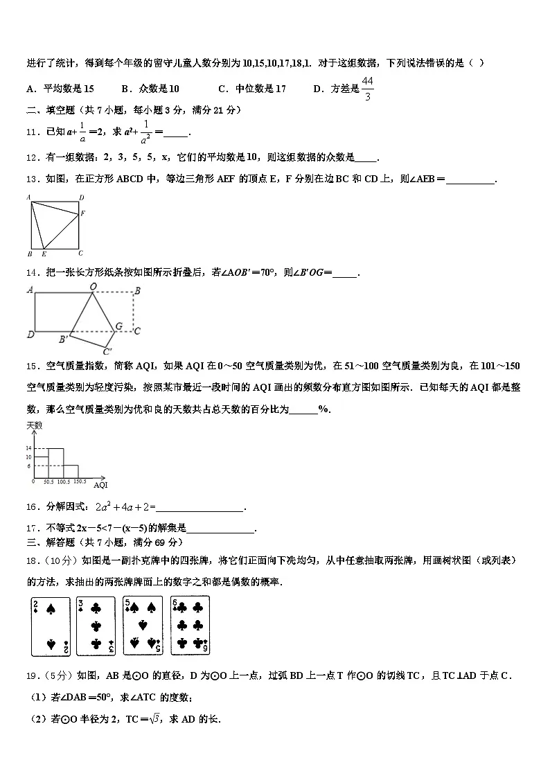 2024-2025学年湖北省武汉市黄陂区中考二模数学试题含解析第3页