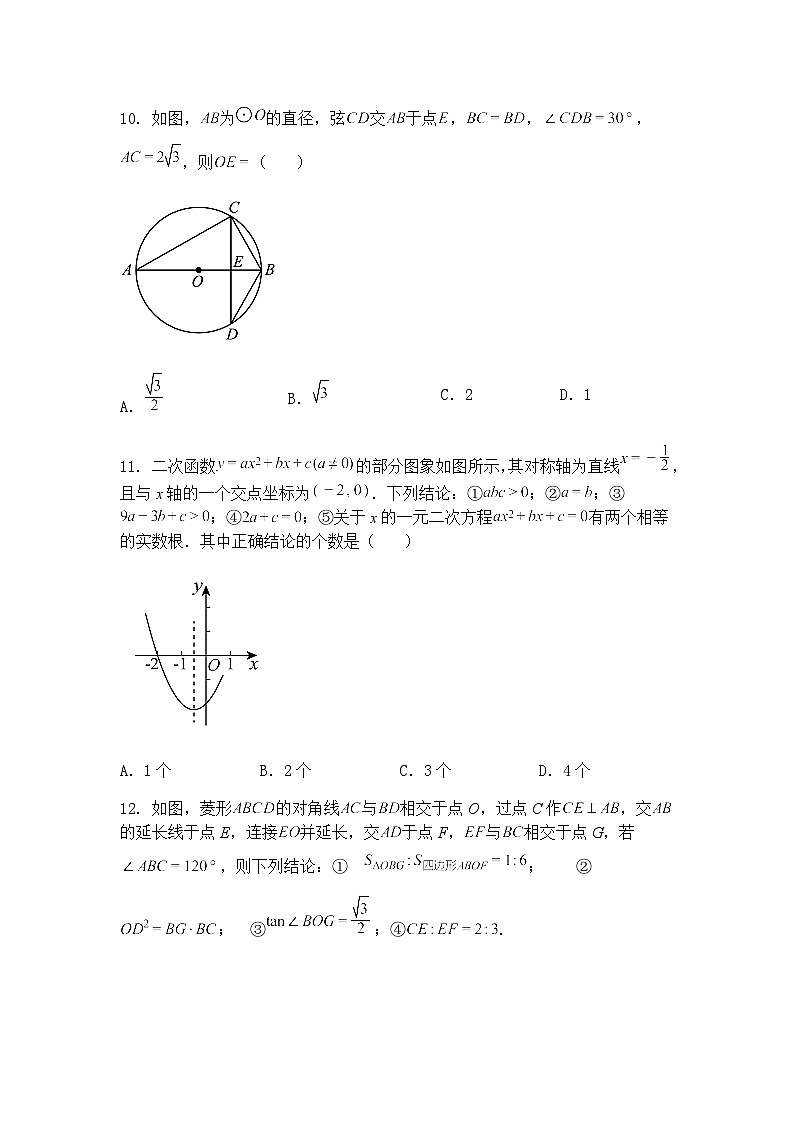 四川省眉山市仁寿县鳌峰初级中学校2024-2025学年九年级下学期数学月考试题（含答案解析）第3页