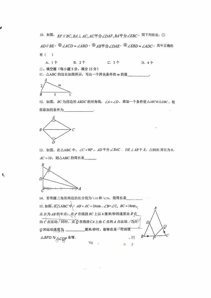 辽宁省铁岭市铁岭县莲花第一初级中学2025-2026学年八年级上学期10月月考数学试题第3页