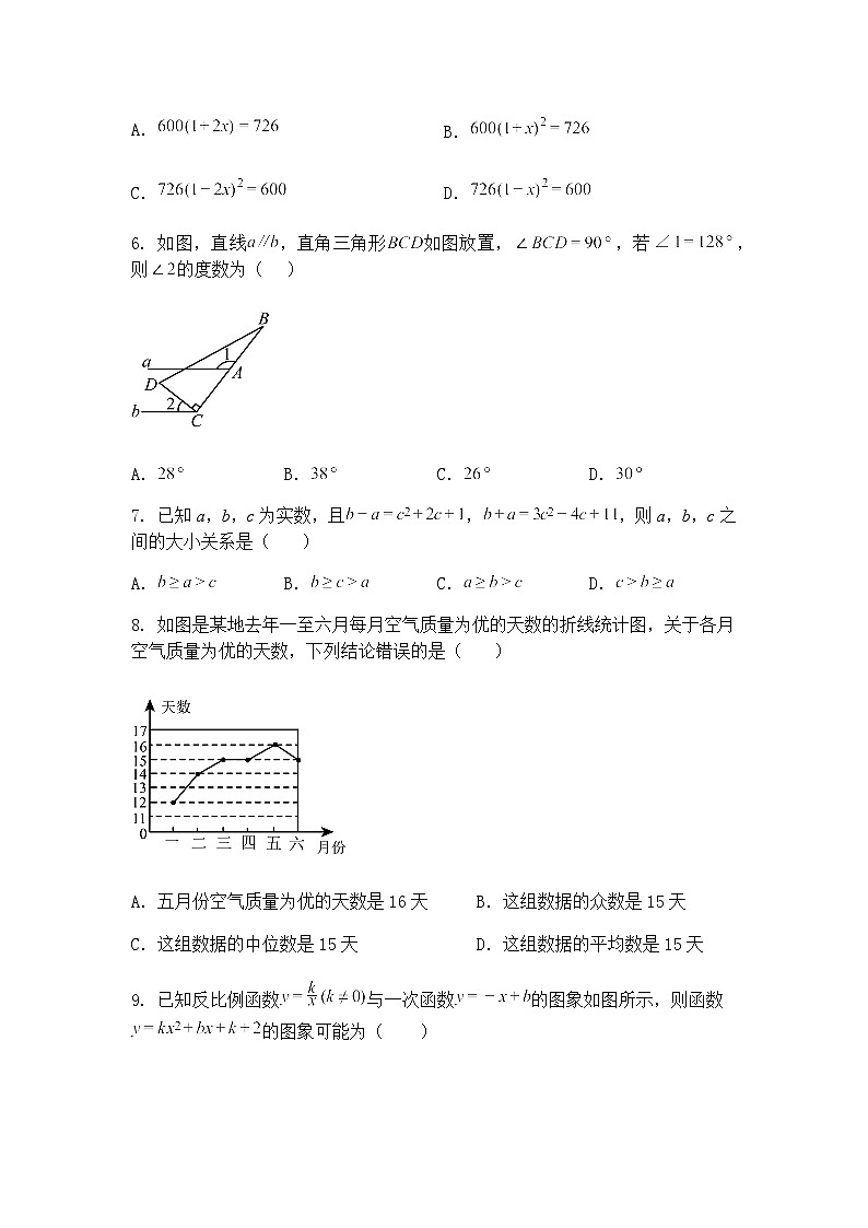 安徽省六安市第九中学2024-2025学年九年级下学期3月月考数学试题（含答案解析）第2页
