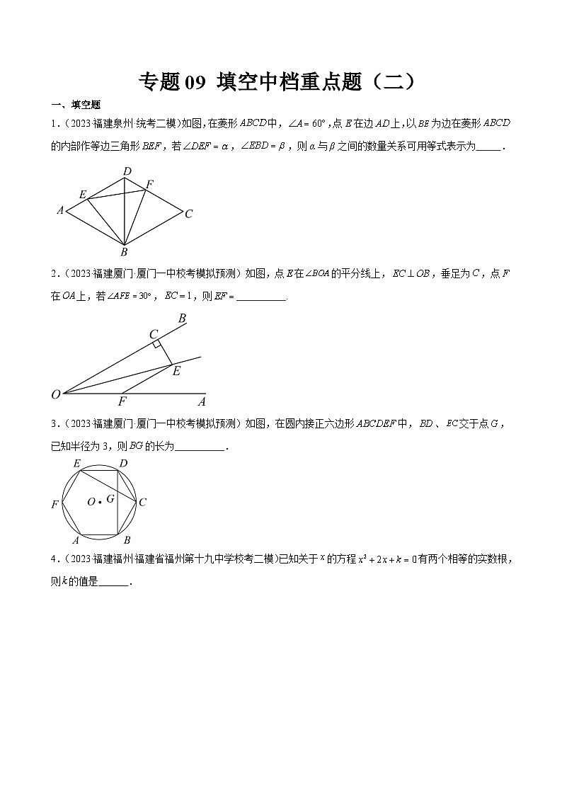 专题09 填空中档重点题（二）（原卷版）第1页