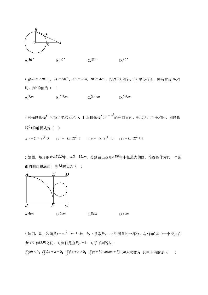 2024-2025学年江苏省徐州市铜山区九年级上学期期中数学检测试题【附答案】第2页