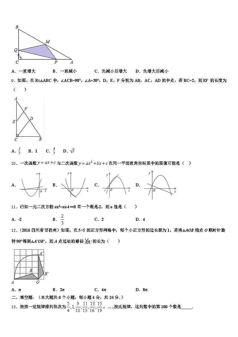 2024-2025学年绥芬河市中考一模数学试题含解析第3页