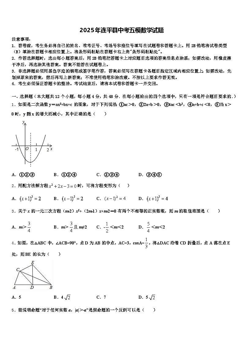 2025年连平县中考五模数学试题含解析第1页