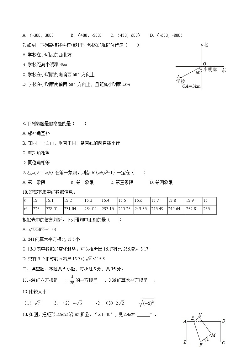 2024-2025学年湖北省宜昌市七年级（下）期中数学试卷-自定义类型第2页