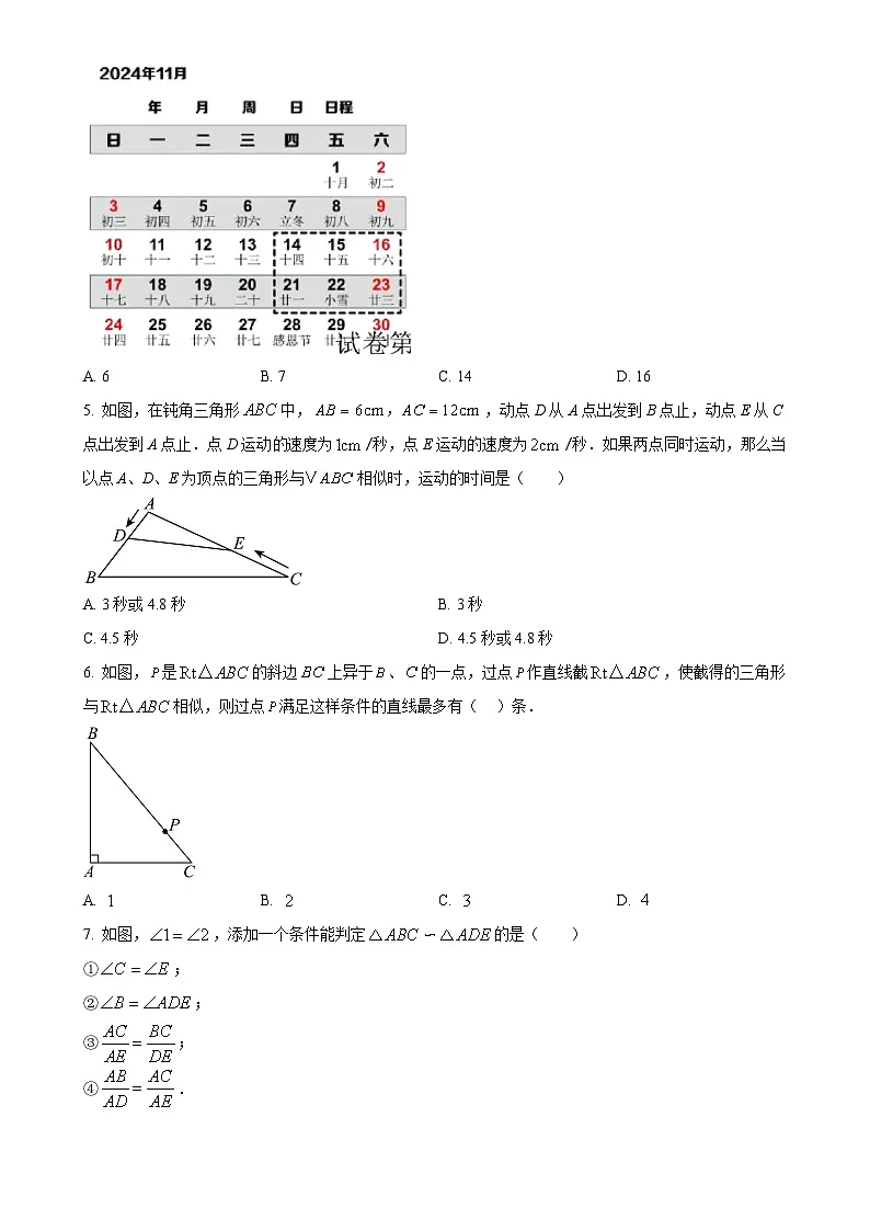山东省聊城市茌平区茌山中学2025-2026学年九年级上学期第一次月考数学试题（原卷版）-A4第2页