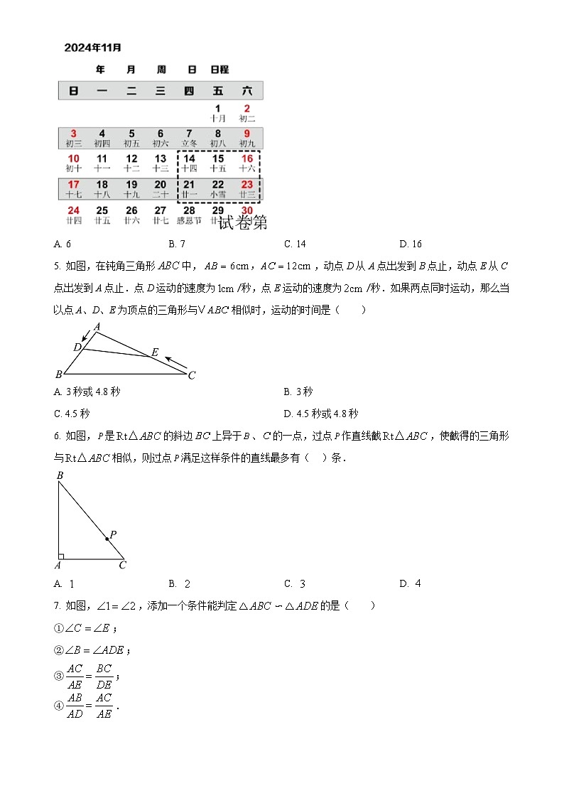 山东省聊城市茌平区茌山中学2025-2026学年九年级上学期第一次月考数学试题（原卷版）-A4第2页