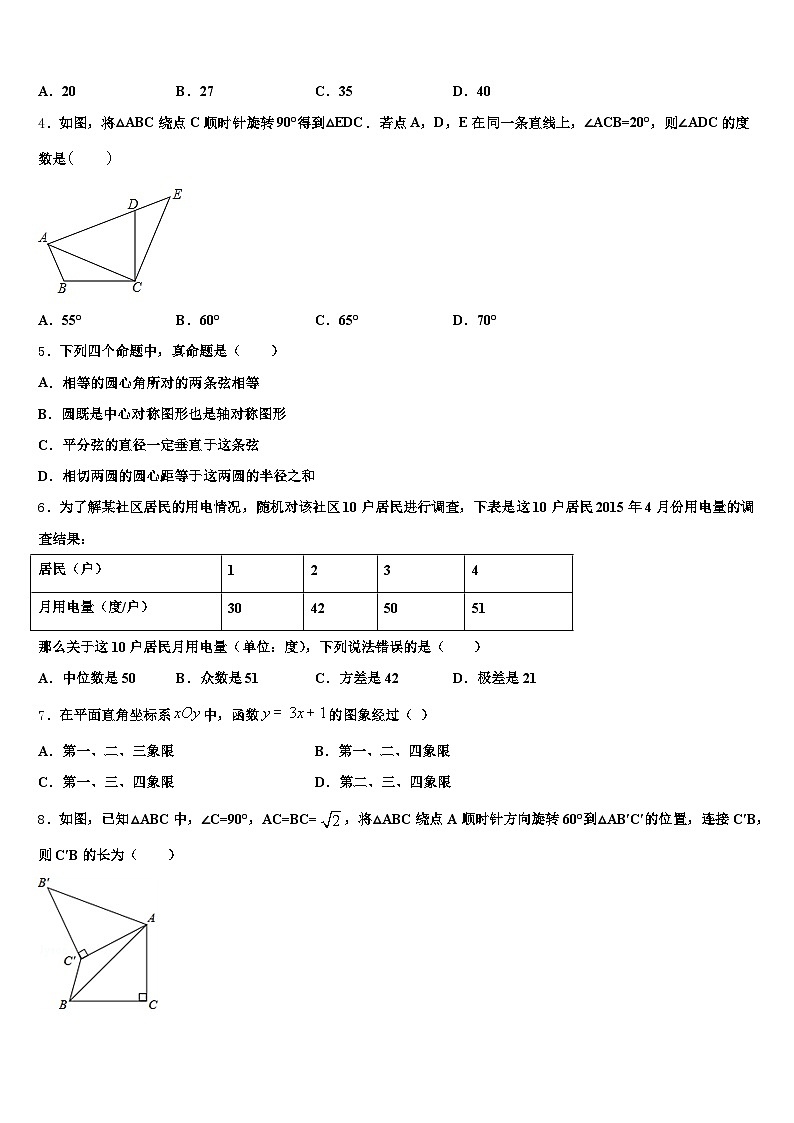 2024-2025学年河南省郑州市邙山区初中数学毕业考试模拟冲刺卷含解析第2页