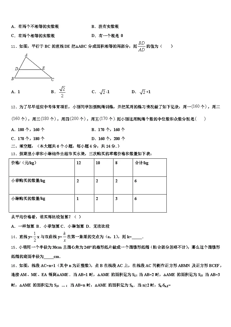 2024-2025学年惠州市惠东县中考数学适应性模拟试题含解析第3页